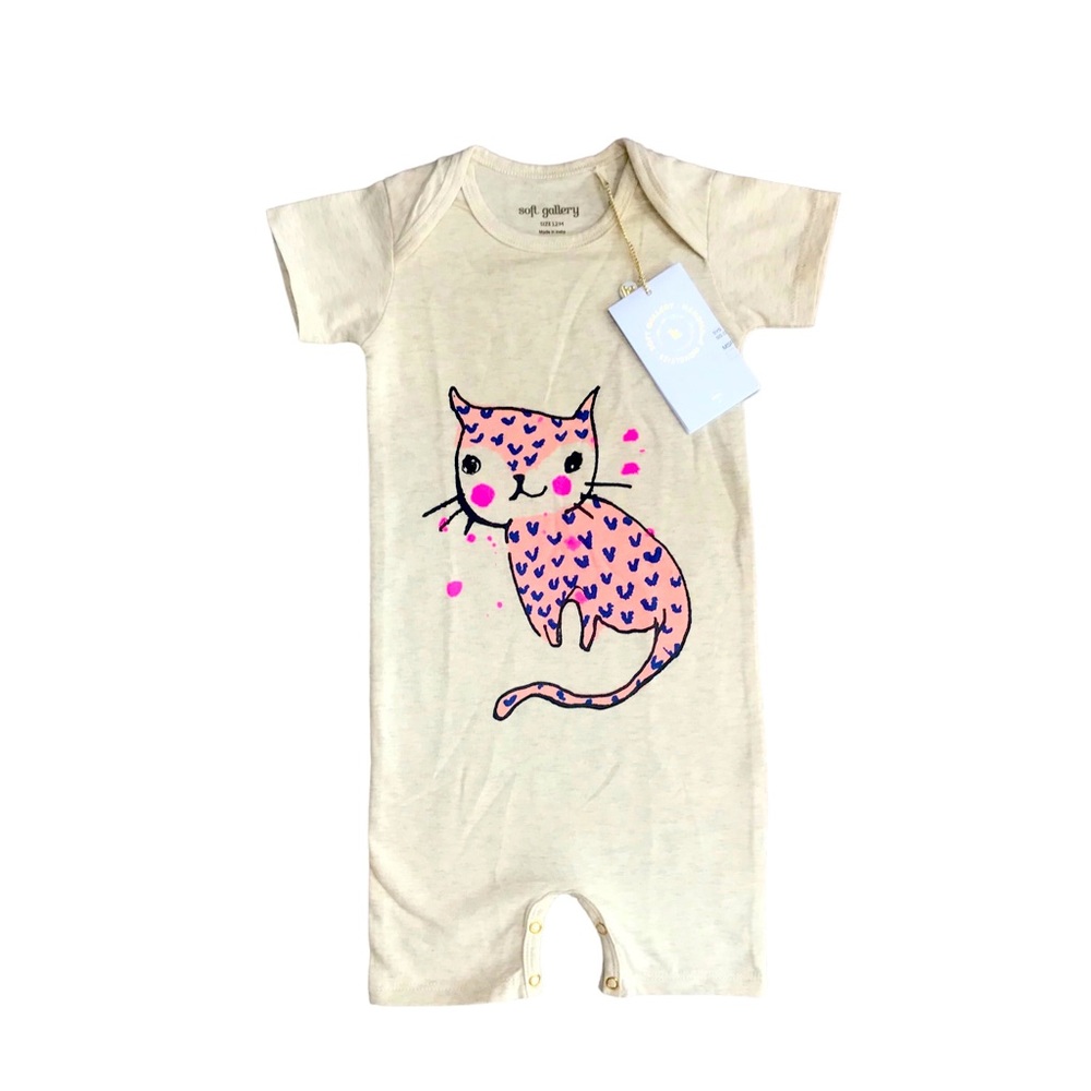 🆕 Soft Gallery Cream Organic Cat Love Romper